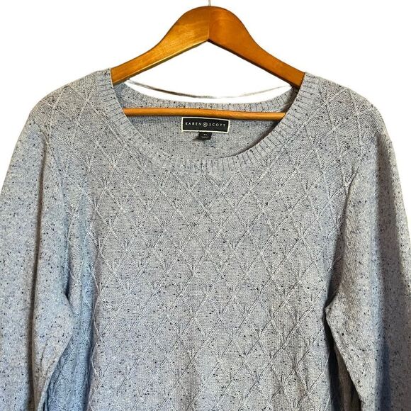 NWT! Karen Scott light blue crew neck knit sweater - Picture 2 of 11